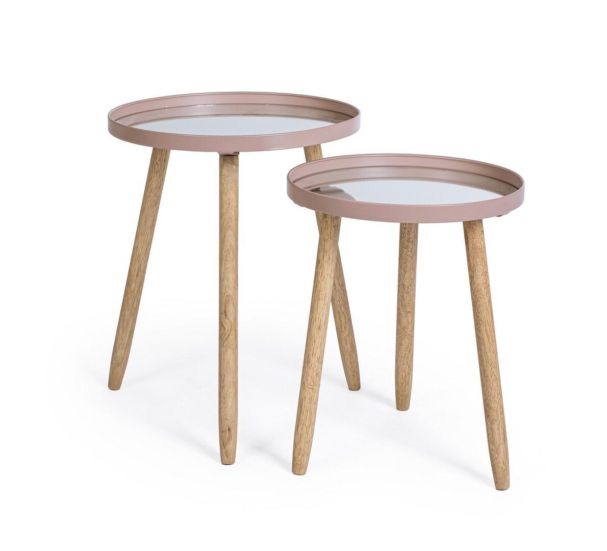 mutoni Table d&#039;appoint Edvard Mauve ronde (set de 2)  