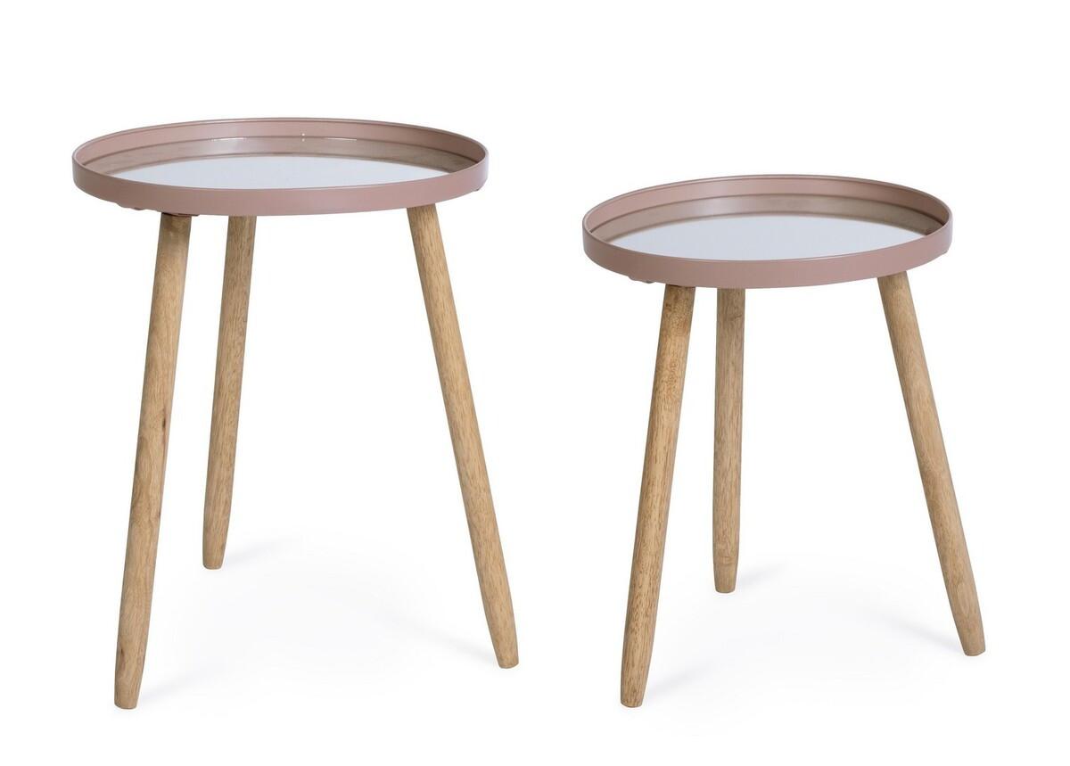 mutoni Table d&#039;appoint Edvard Mauve ronde (set de 2)  