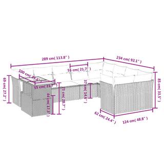 VidaXL Ensemble de canapés de jardin rotin synthétique  