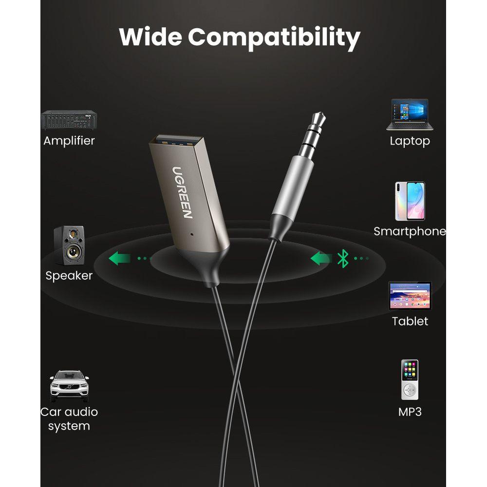 UGREEN  Ricevitore per auto Bluetooth Ugreen Aux con microfono 