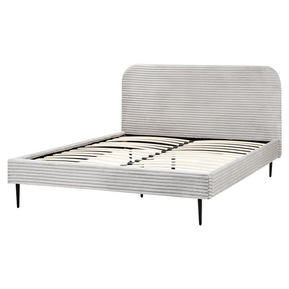 Beliani Lit avec sommier en Velours côtelé Glamour FLAYAT  