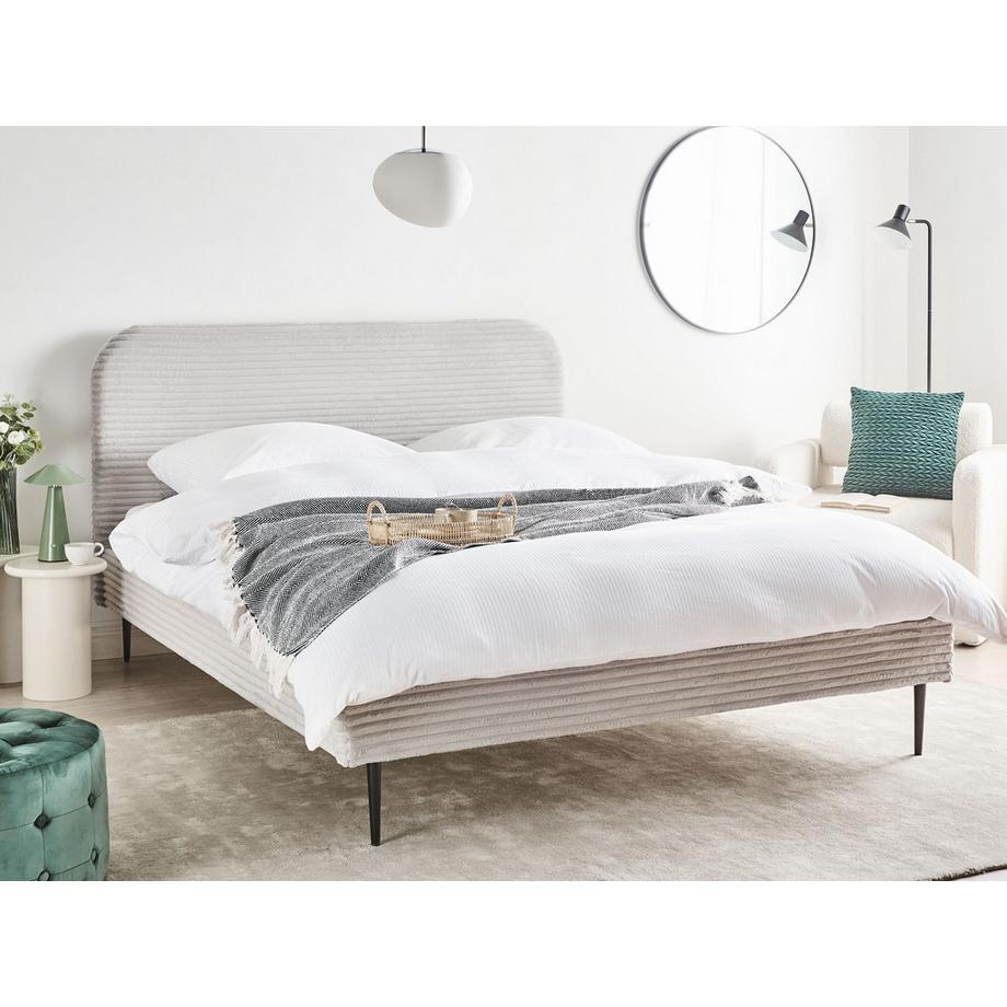 Beliani Lit avec sommier en Velours côtelé Glamour FLAYAT  