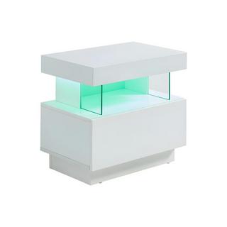 Vente-unique  Comodino 1 cassetto e 1 nicchia a LED in MDF Bianco laccato - FABIO II 