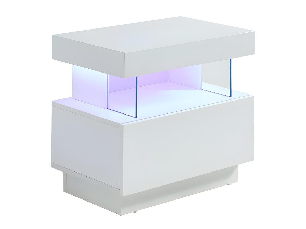 Vente-unique  Comodino 1 cassetto e 1 nicchia a LED in MDF Bianco laccato - FABIO II 