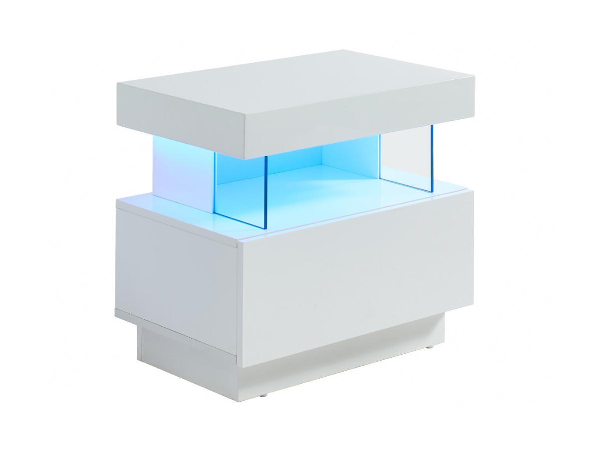 Vente-unique  Comodino 1 cassetto e 1 nicchia a LED in MDF Bianco laccato - FABIO II 