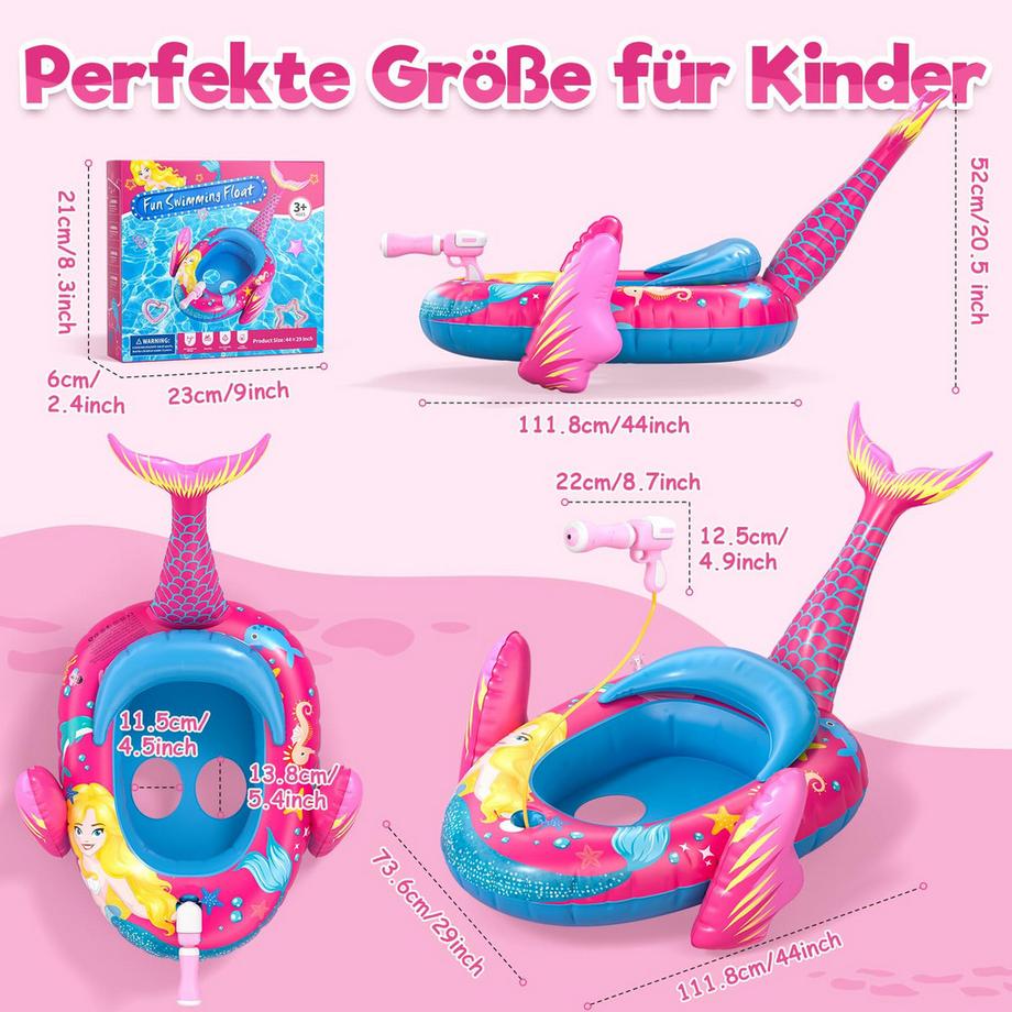 Activity-board Kinderschwimmring mit Wasserpistole, aufblasbarer Schwimmreifen  
