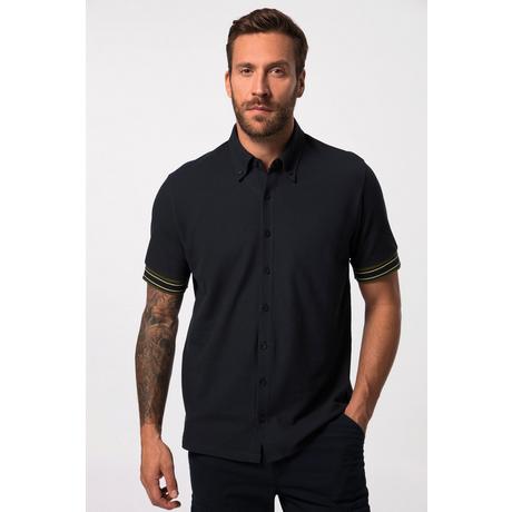 JP1880  Chemise en maille piquée à manches courtes et col à pointes boutonnées – coupe Modern Basic Fit, jusqu'au 8XL 