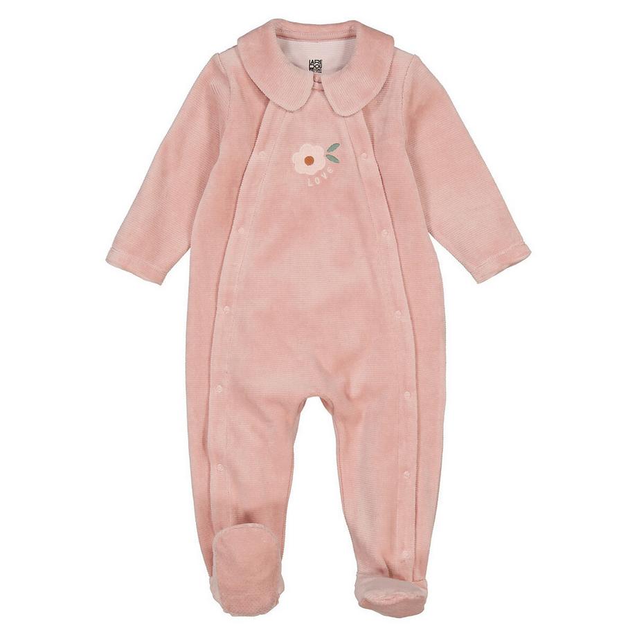 Pyjama 1 pièce col claudine en velours côtelé