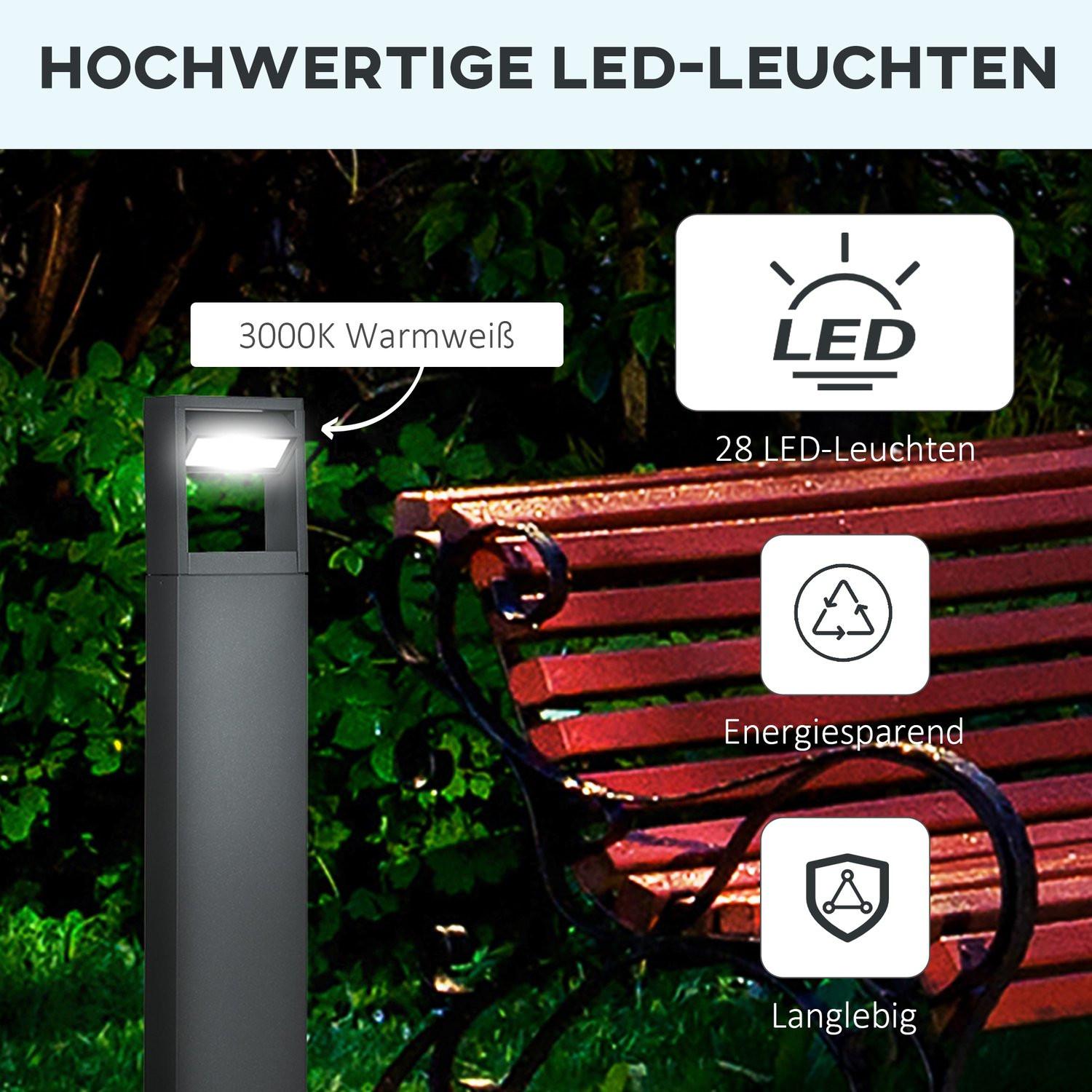 Northio Borne Lumineuse De Jardin Avec Led Blanc Chaud, Angle D'Inclinaison Réglable, Ip65, Aluminium, Extérieur, Gris Foncé  