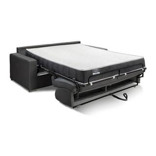 LINEA SOFA Canapé 3 places convertible express en simili noir - Couchage 140 cm - Matelas 22 cm avec mémoire de forme CALITO  