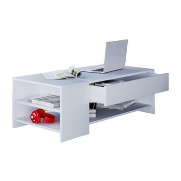 Holz Couchtisch schlicht | Maße ca. H. 35 x B. 100 x T. 50 cm | Wohnzimmertisch mit Schublade - Tindus