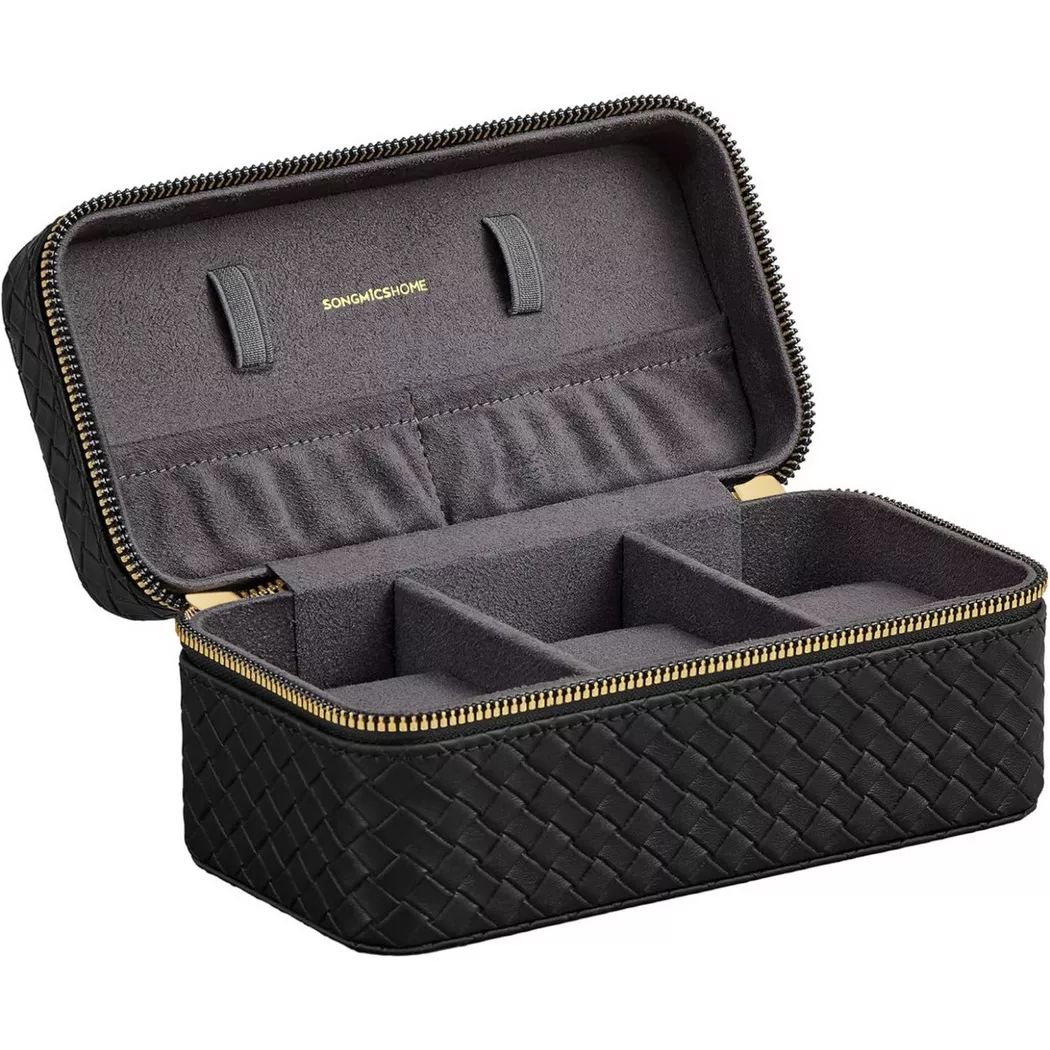 Songmics - Uhren Aufbewahrung Box für 3 Uhren, 18X10X4.5CM, Grigio