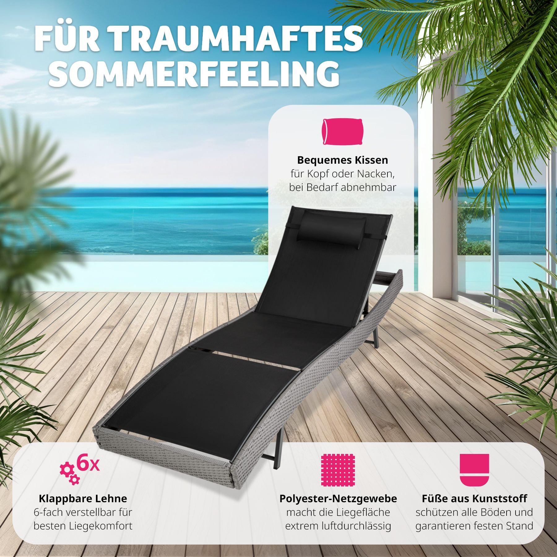 Tectake Polyrattan Sonnenliege Delphine  