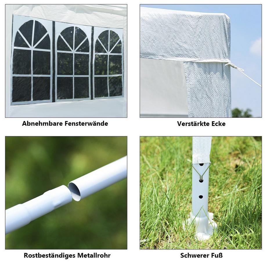 Northix  Tenda da giardino 3x3m con 4 pareti laterali rimovibili e finestre ideale per matrimoni 