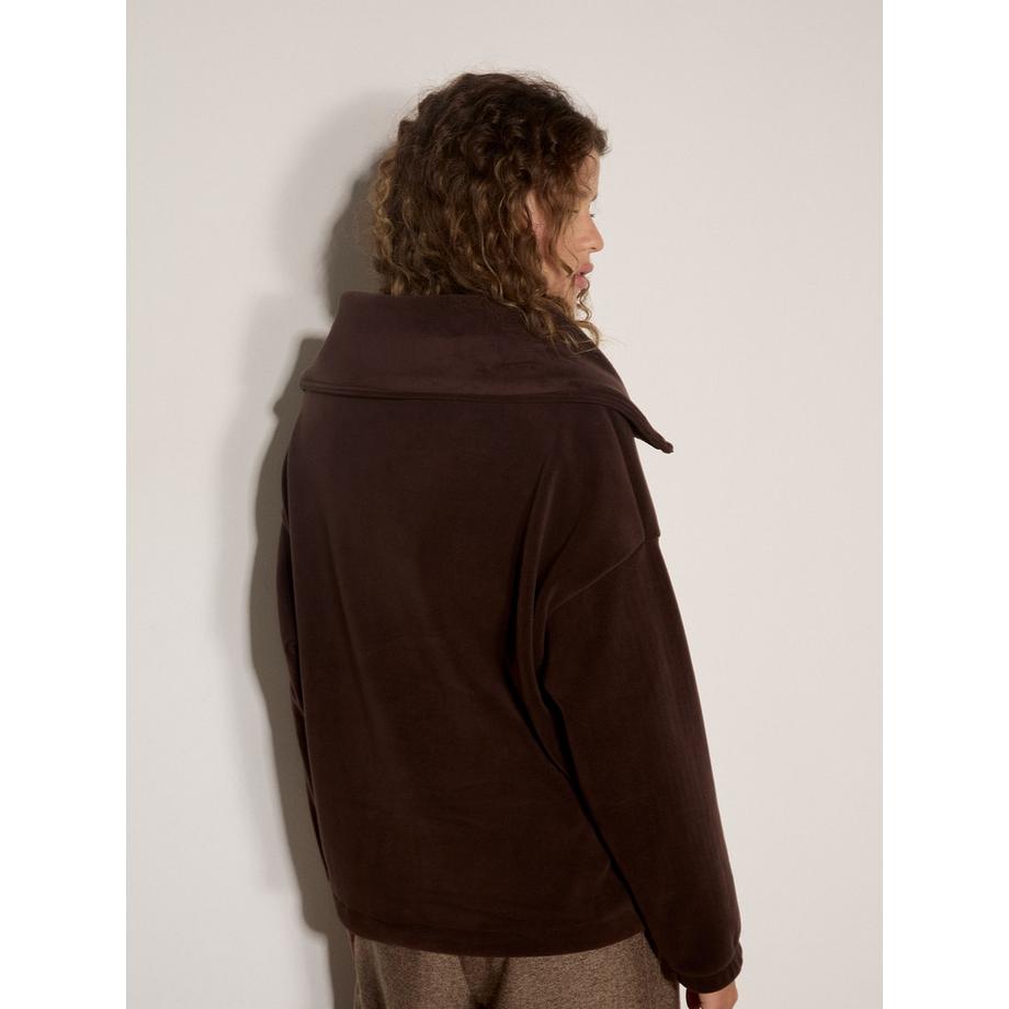 APRICOT Pull en polaire Teddy Borg à col entonnoir  