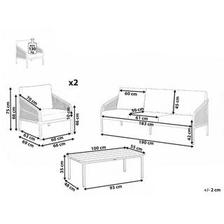 Beliani Set divani con tavolino en Alluminio Moderno MURATO  
