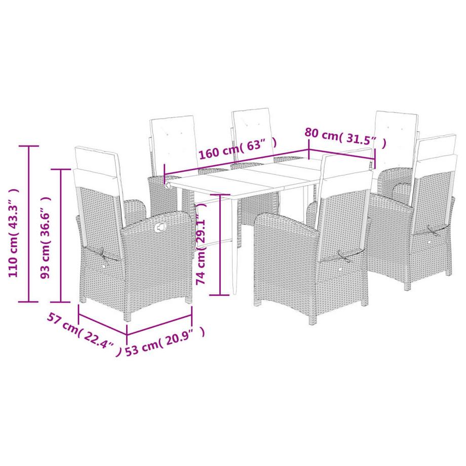 VidaXL set da pranzo da giardino Polirattan  