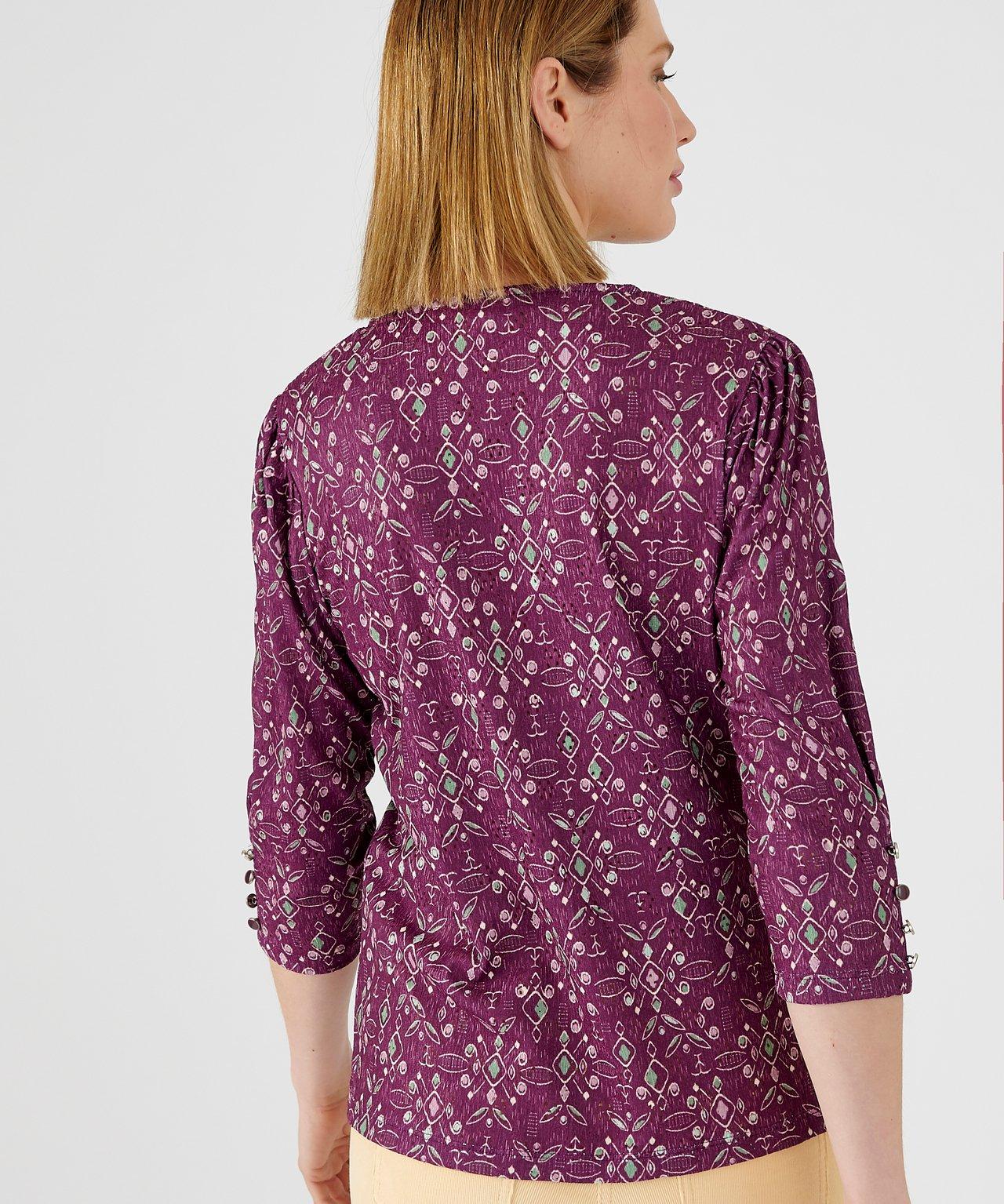 Damart  Shirt aus gemustertem Jacquard, Rundhalsausschnitt, 3/4-Ärmel. 