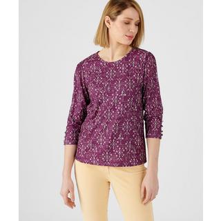 Damart  Tee-jacquard en jacquard fantaisie, col rond, manches 3/4. 