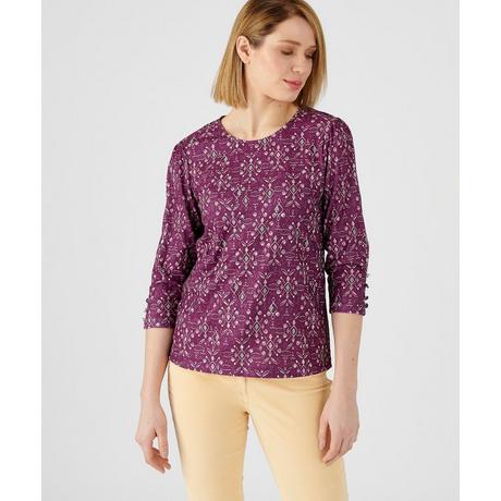 Damart  Tee-jacquard en jacquard fantaisie, col rond, manches 3/4. 