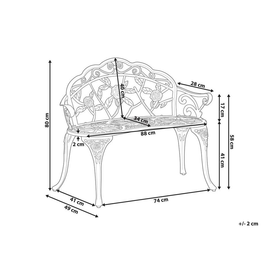Beliani Banc de jardin en Aluminium Traditionnel PIURA  