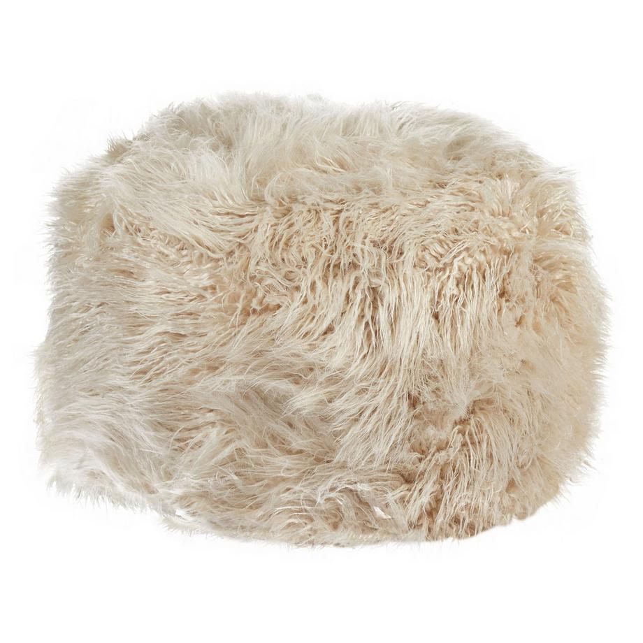 Beliani Pouf en Fourrure synthétique Boho TUKKI  