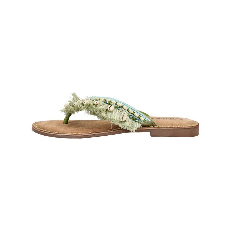 Lazamani Sandales à bride entre les orteils avec franges et perles  