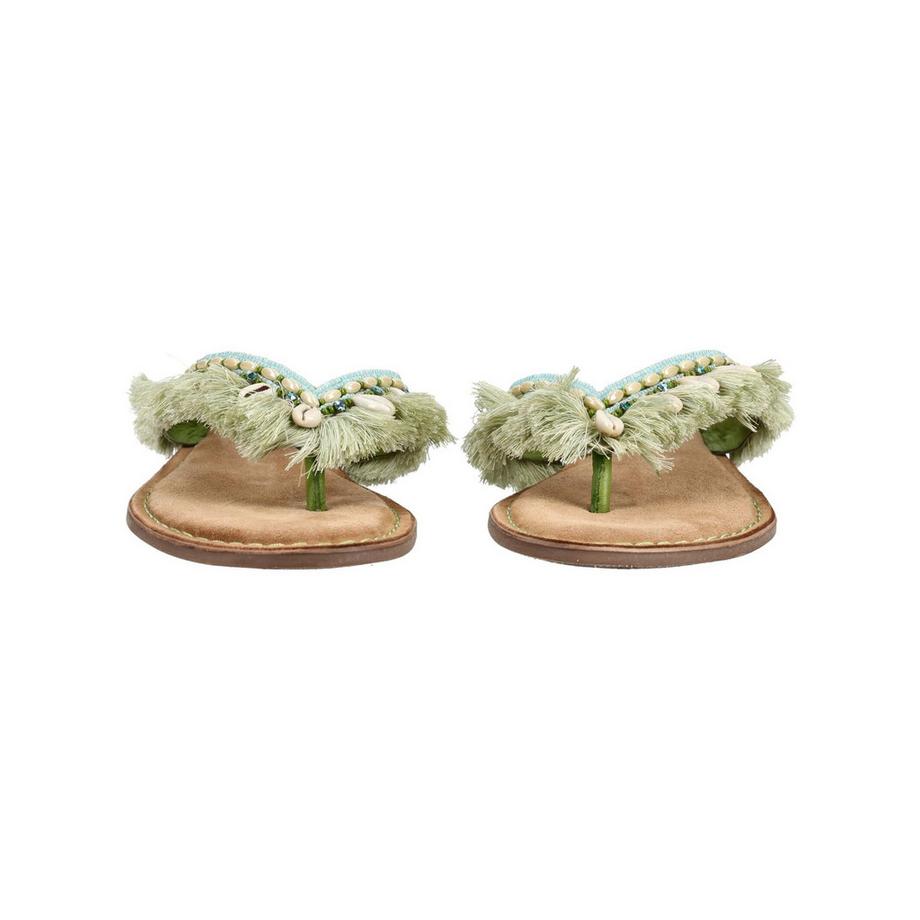 Lazamani Sandales à bride entre les orteils avec franges et perles  