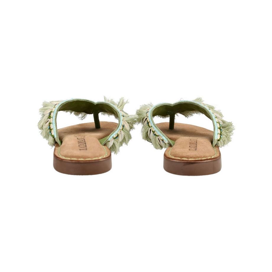 Lazamani Sandales à bride entre les orteils avec franges et perles  