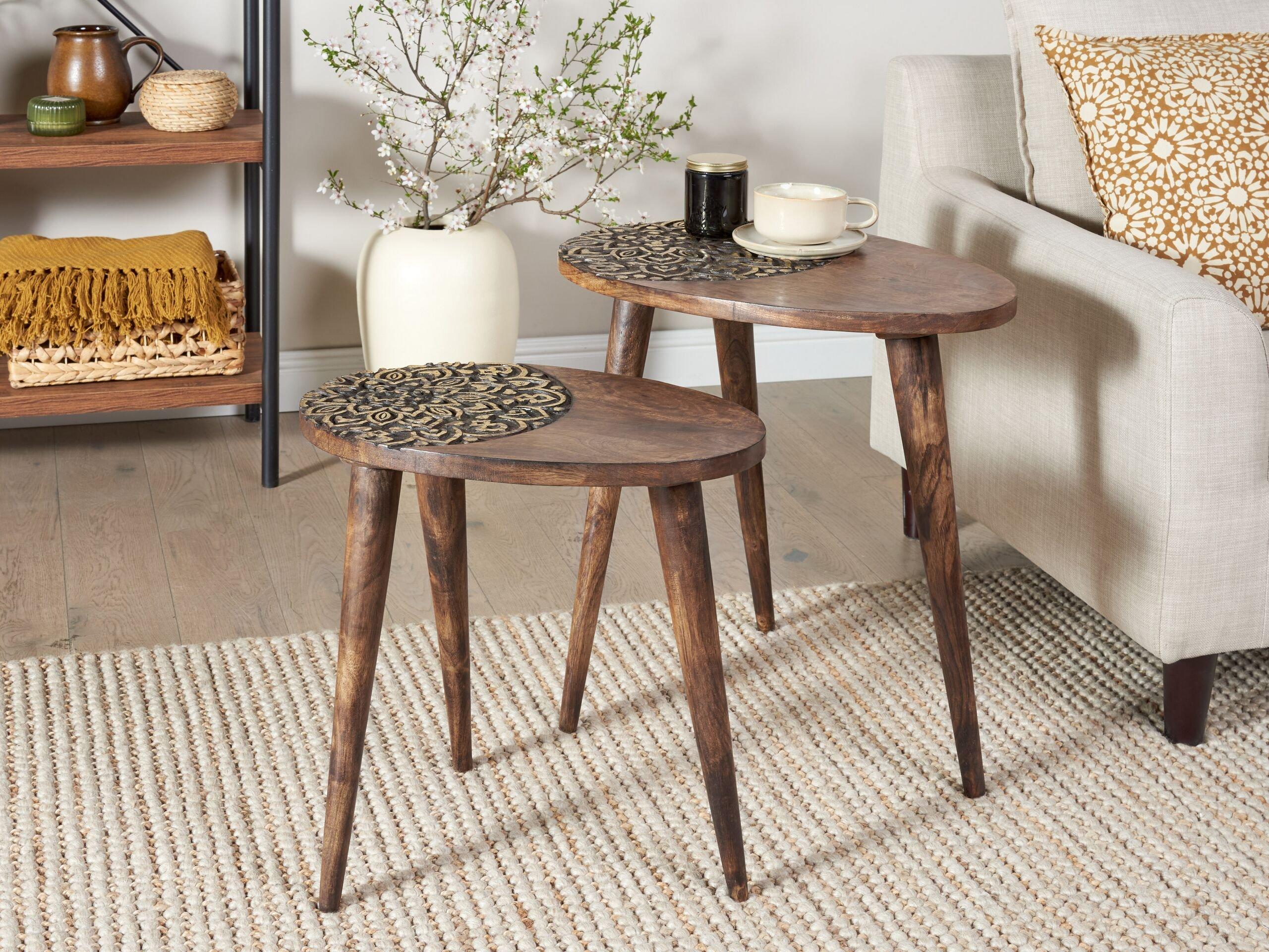 Beliani Set di 2 tavolini en Legno di mango Classico KHETUA  