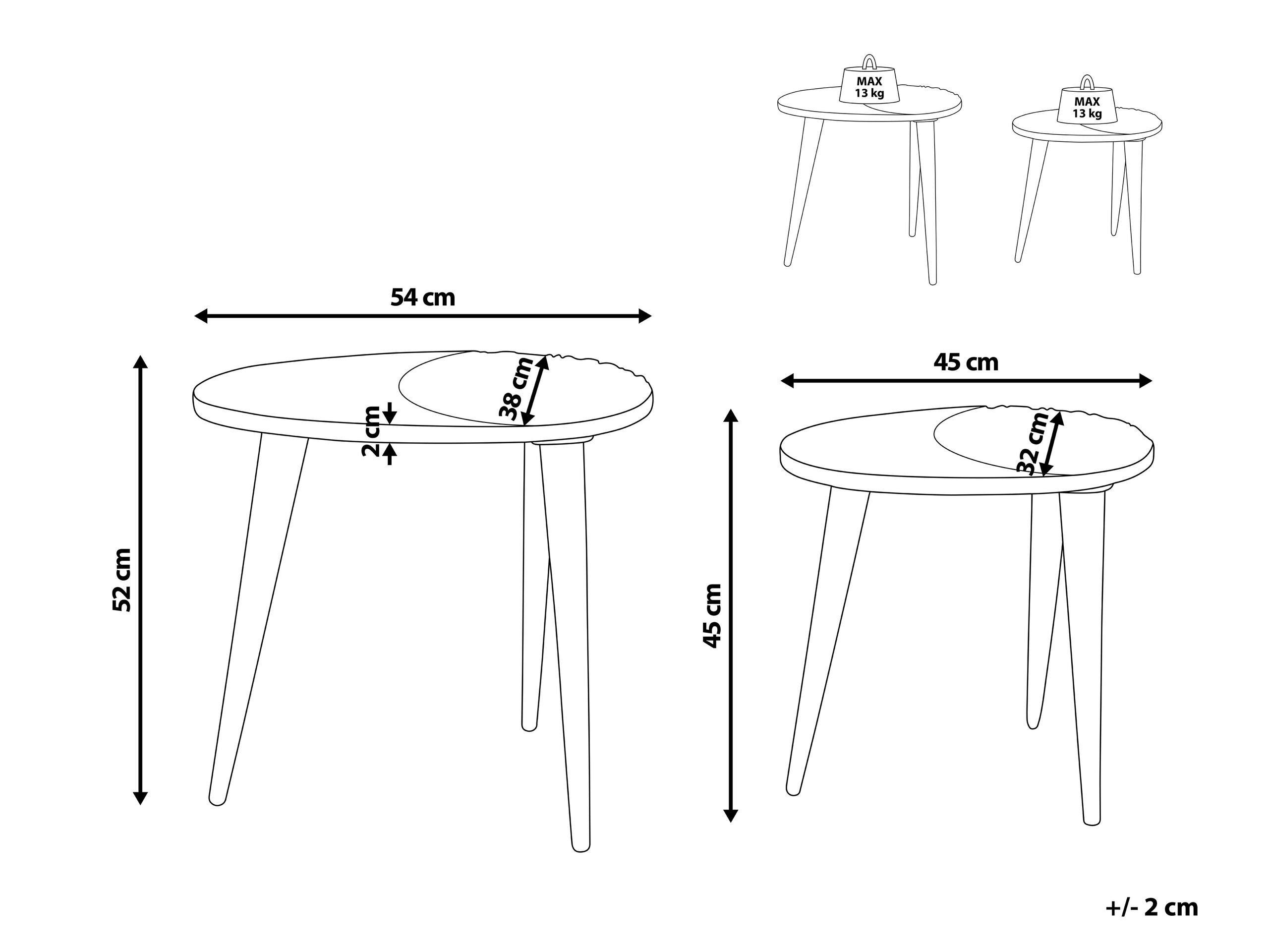 Beliani Ensemble de tables en Manguier Traditionnel KHETUA  