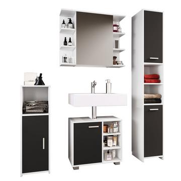 4 pcs. Meuble de salle de bain complet Armoire de salle de bain Armoire basse Hochschrank Set Zalo I