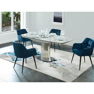 Vente-unique Tavolo da pranzo allungabile da 4 a 6 coperti Ceramica e acciaio TALICIA  