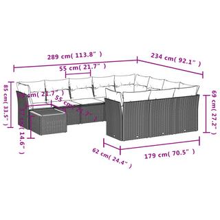 VidaXL set divano da giardino Polirattan  