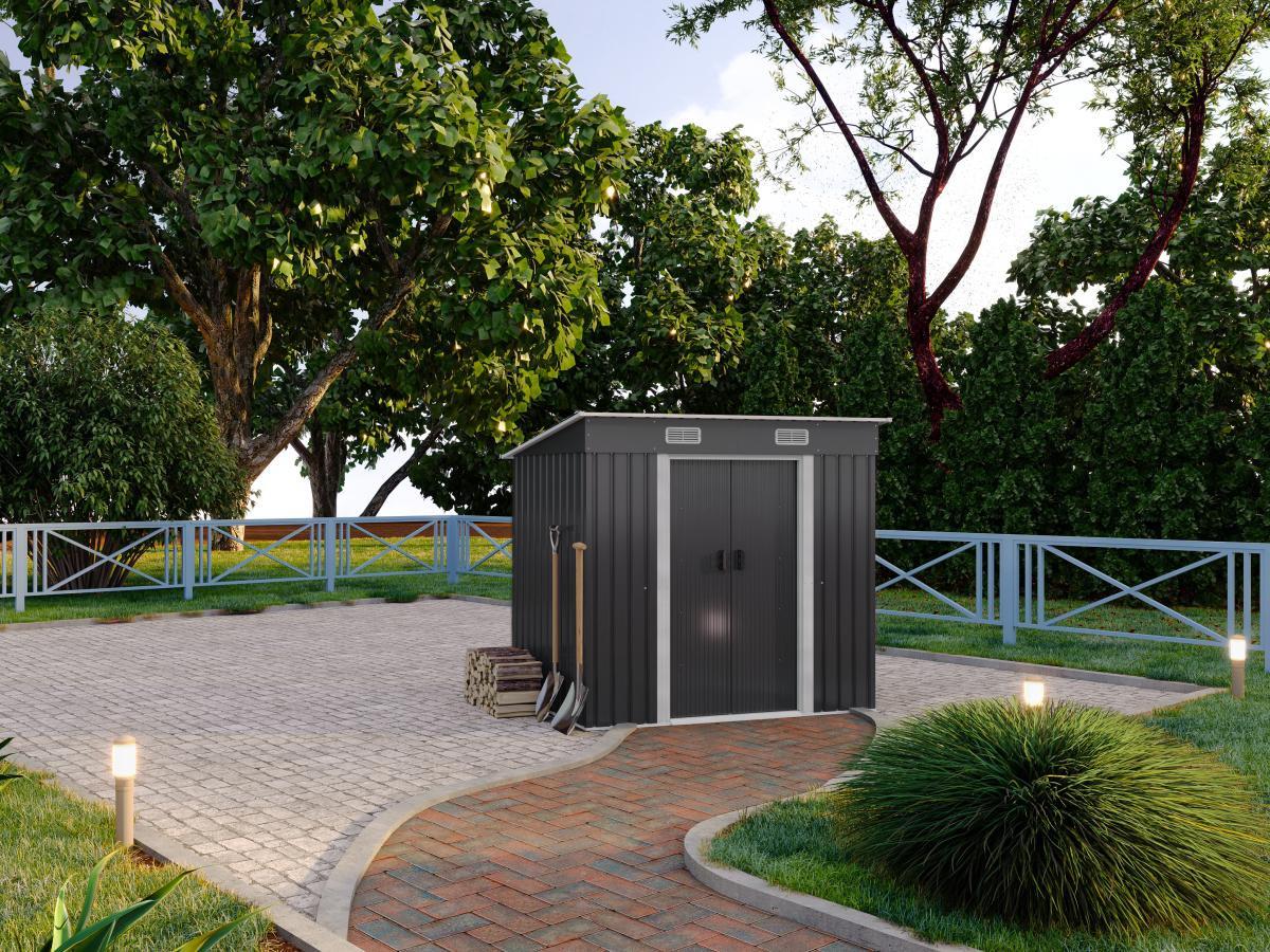 Vente-unique Gartenhaus aus verzinktem Stahl - 2,3 m² - Grau - MANSO  