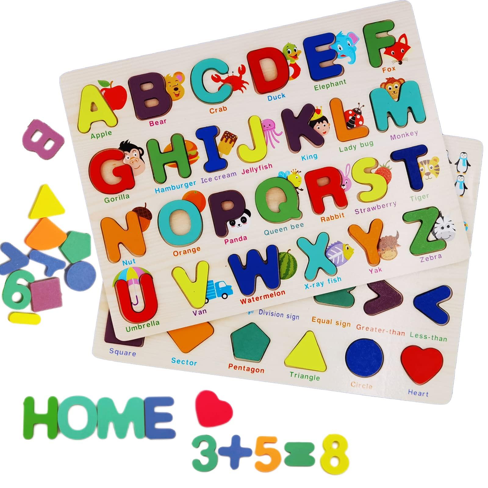 Activity-board  Alphabet-Puzzle, hölzerne Alphabet Zahl Form Puzzles Kleinkind Spielzeug, pädagogische Vorschule Lernen Brief Zahl Form 