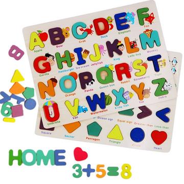 Alphabet-Puzzle, hölzerne Alphabet Zahl Form Puzzles Kleinkind Spielzeug, pädagogische Vorschule Lernen Brief Zahl Form