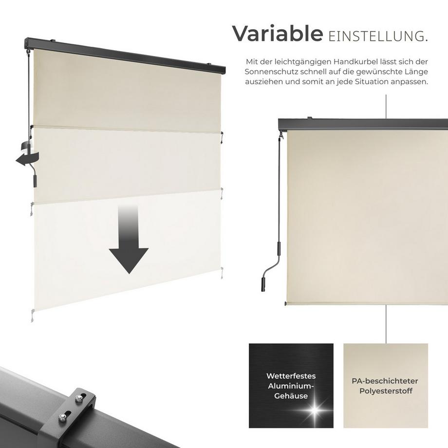 Tectake Senkrechtmarkise Eloise verschiedene Größen UV-beständig und wasserabweisend  