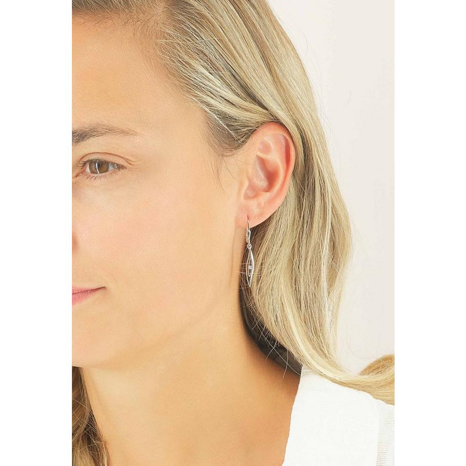 MUAU Schmuck  Ohrhänger Weissgold 750 Diamant 0.06ct. 32x4mm 