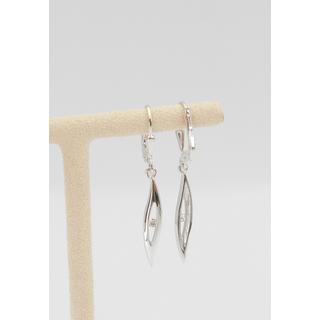 MUAU Schmuck  Clous d'oreilles or blanc 750 diamant 0,06ct. 32x4mm 