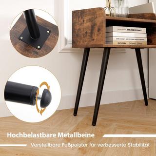 Northio Table de chevet table d'appoint avec compartiment ouvert table de canapé avec pieds en métal 50 x 32 x 58 cm marron rustique 1 pièce  