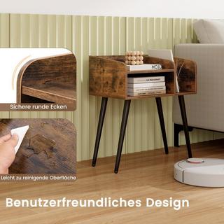 Northio Table de chevet table d'appoint avec compartiment ouvert table de canapé avec pieds en métal 50 x 32 x 58 cm marron rustique 1 pièce  