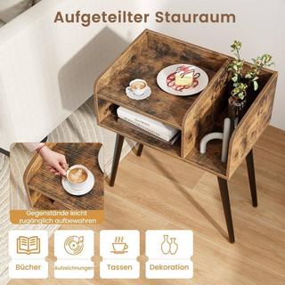 Northio Table de chevet table d'appoint avec compartiment ouvert table de canapé avec pieds en métal 50 x 32 x 58 cm marron rustique 1 pièce  