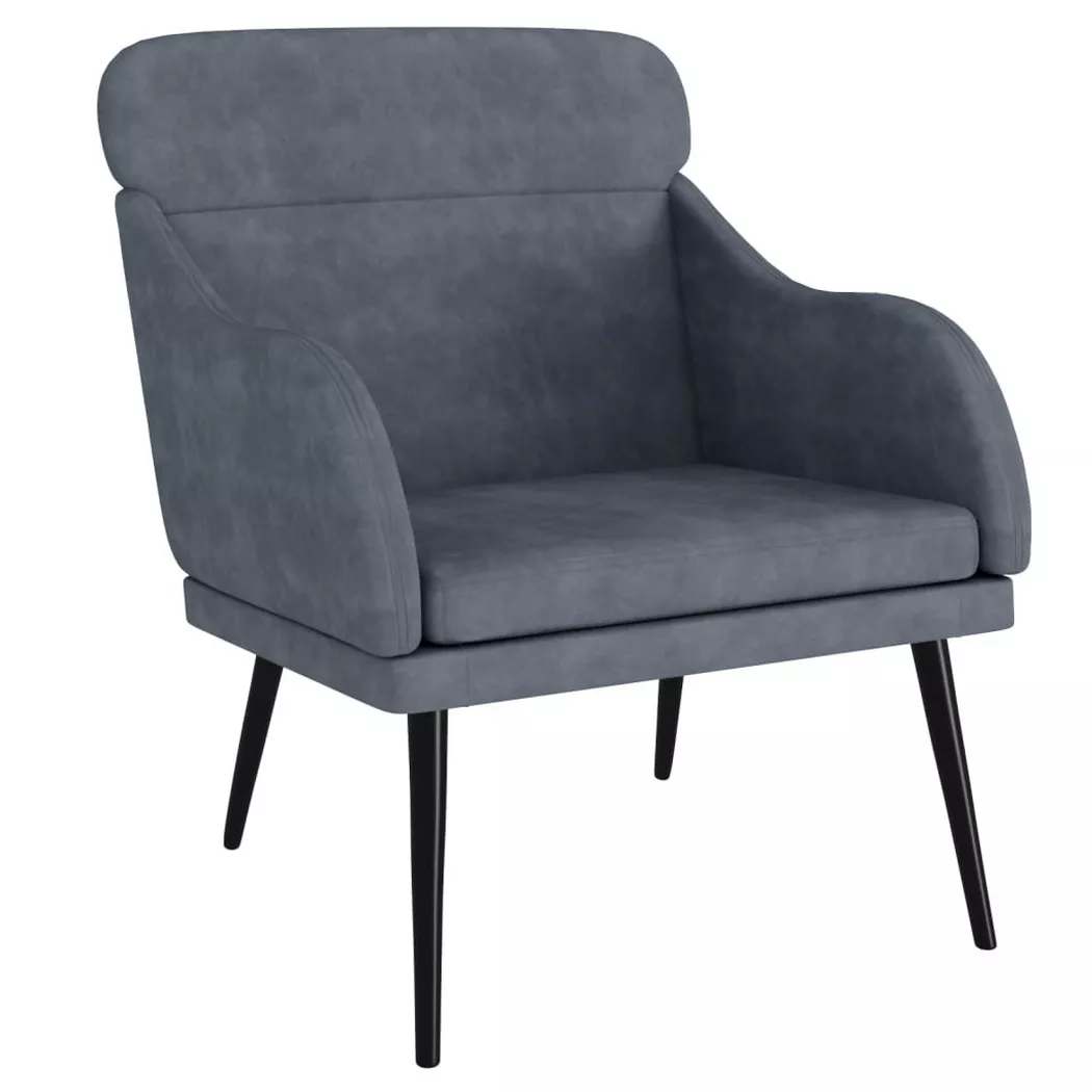 VidaXL - Fauteuil velours, One Size, Charcoal Black