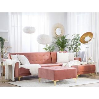 Beliani Ecksofa mit Ottomane aus Samtstoff Modern ABERDEEN  