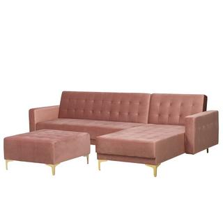 Beliani Ecksofa mit Ottomane aus Samtstoff Modern ABERDEEN  