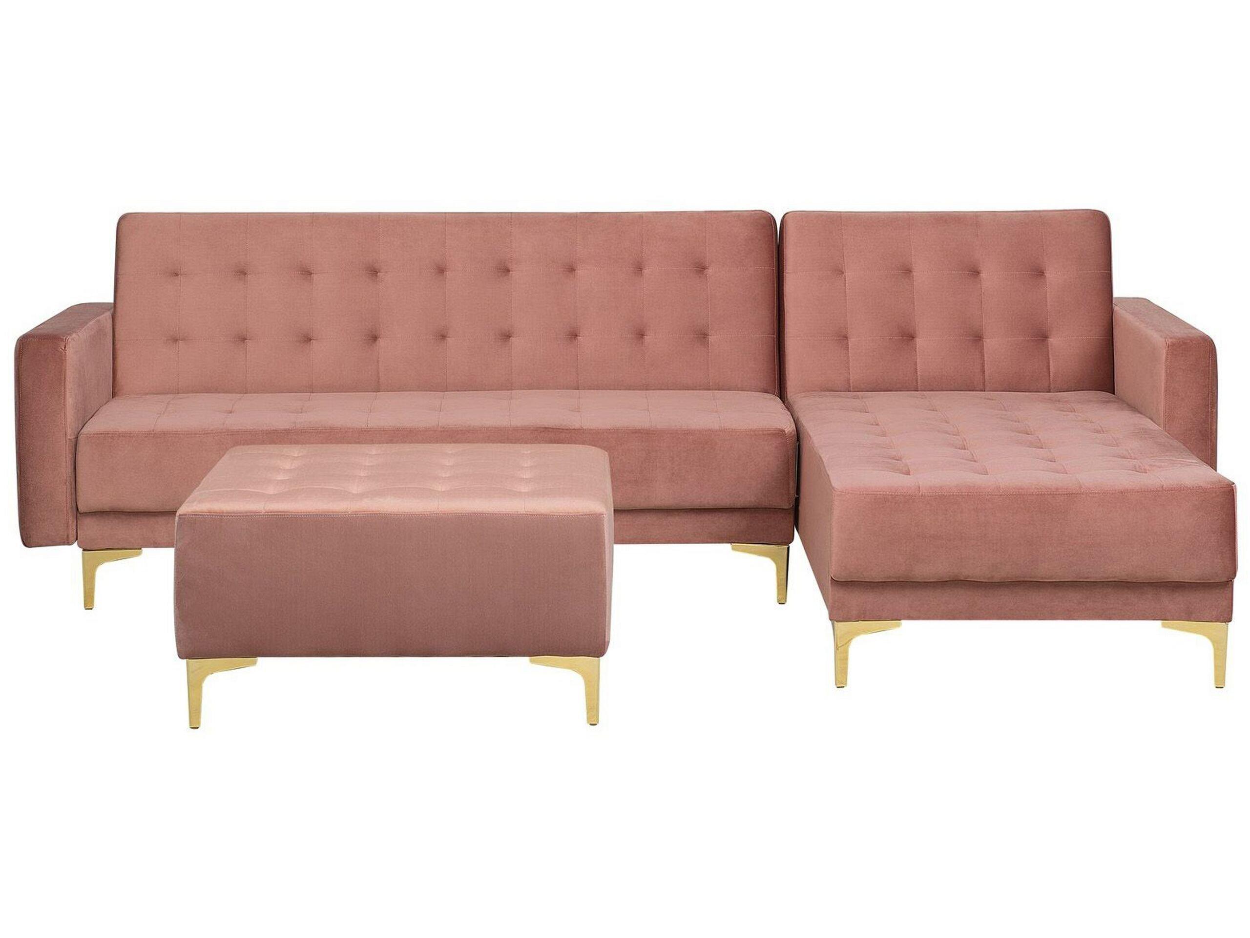 Beliani Ecksofa mit Ottomane aus Samtstoff Modern ABERDEEN  