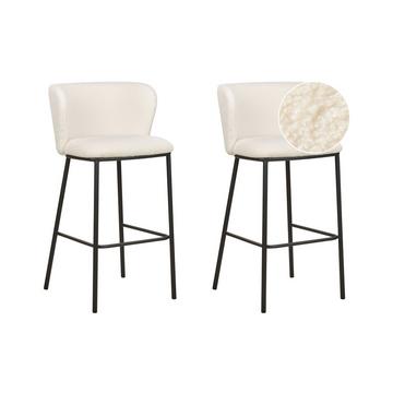 Lot de 2 chaises de bar en Bouclé Moderne MINA