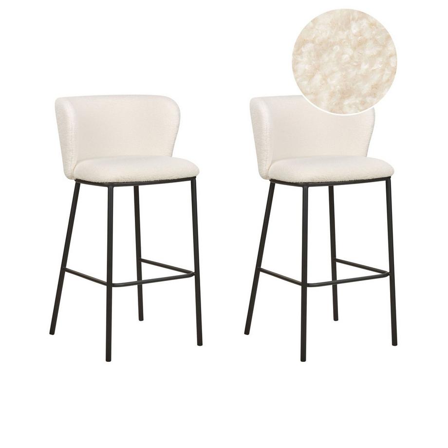 Beliani Set mit 2 Barstühlen aus Bouclé Modern MINA  
