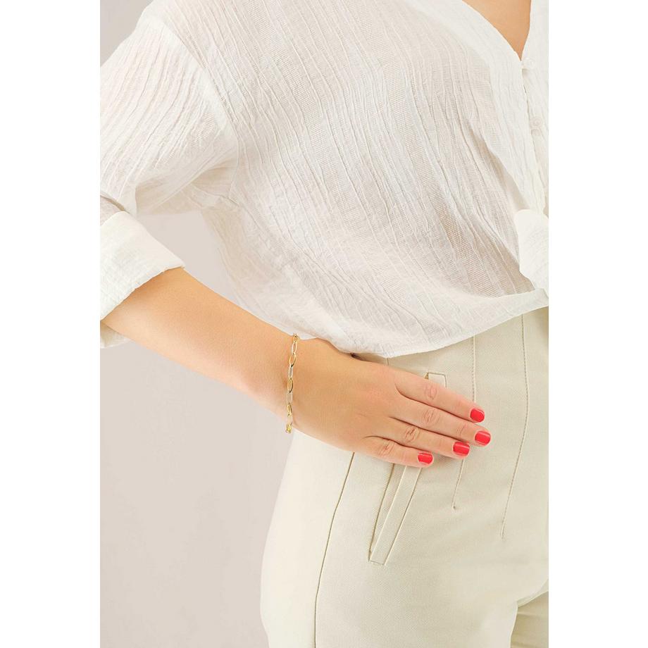 MUAU Schmuck  Bracelet Fantasie Bicolor Gelbgold-/Weissgold 750, 6.3mm, 19cm 